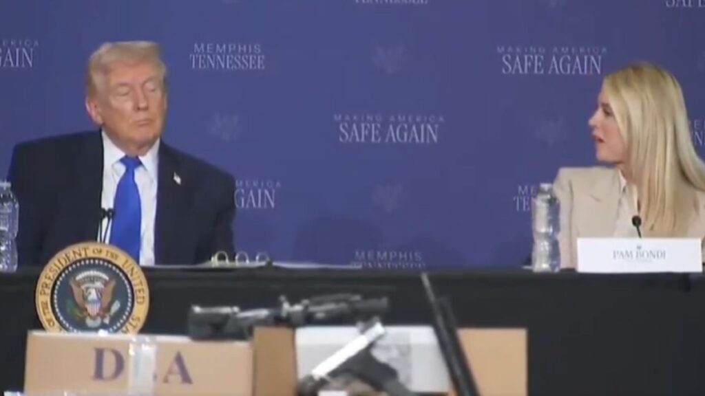 Trump dozes off, stumbles awake to respond as Pam Bondi does a name drop