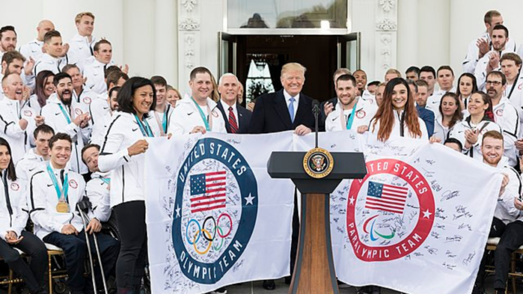 Donald Trump praises Olympic ban on transgender athletes.