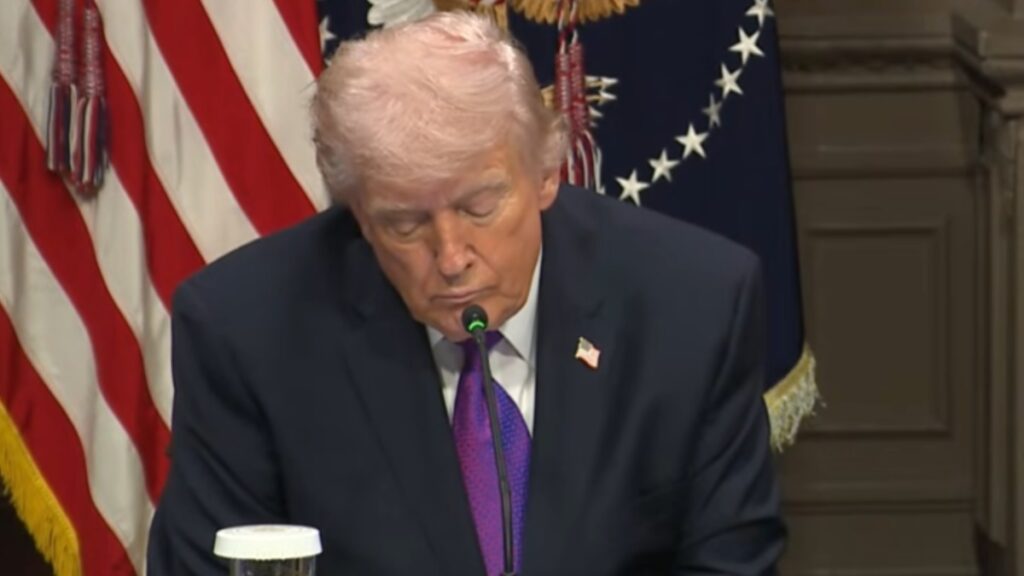 Donald Trump appears to fall asleep during White House meeting.