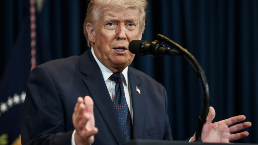 Donald Trump photographed during a speech