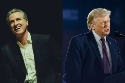 Gavin Newsom criticizing Donald Trump’s OnlyFarms website during a political dispute.