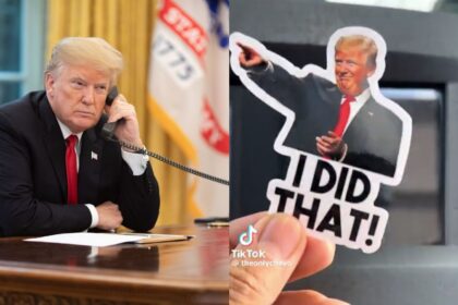 Donald Trump’s I did that stickers on gas pumps