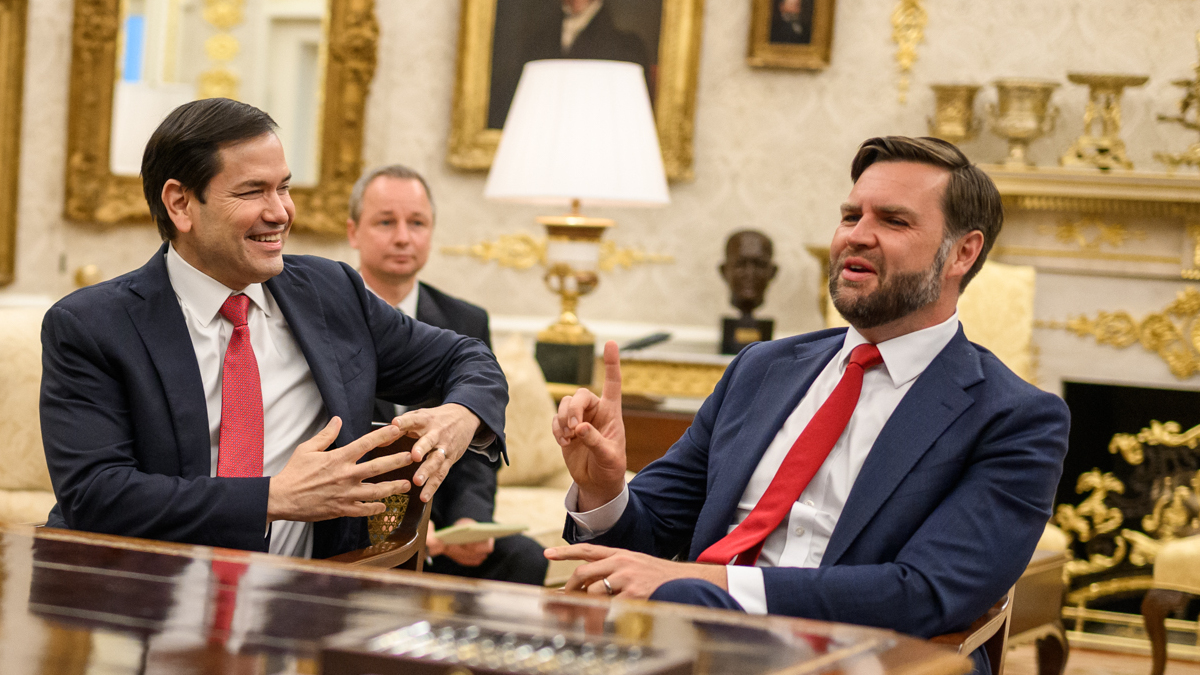 United States Secretary of State Marco Rubio (L) and Vice President JD Vance