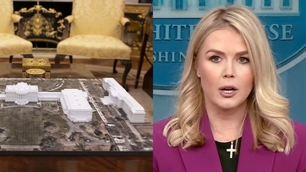 Karoline Leavitt defends DOnald Trump’s ballroom after the NYT published an article slamming the design elements.