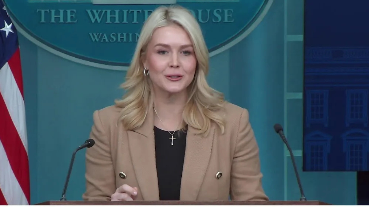 Karoline Leavitt pictured during a press event