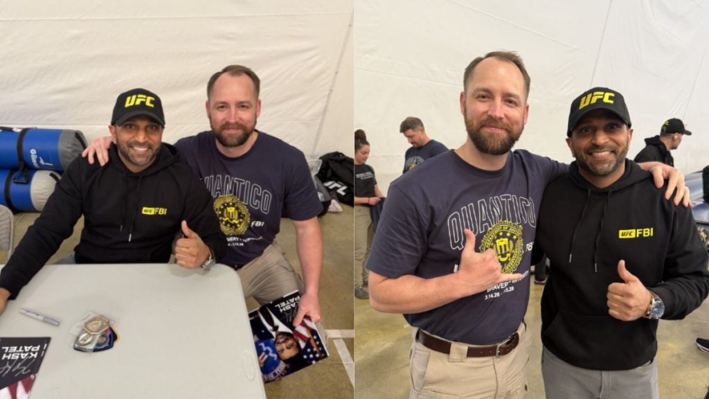 Kash Patel signed autographs and greeted people at FBI training event with UFC fighters.
