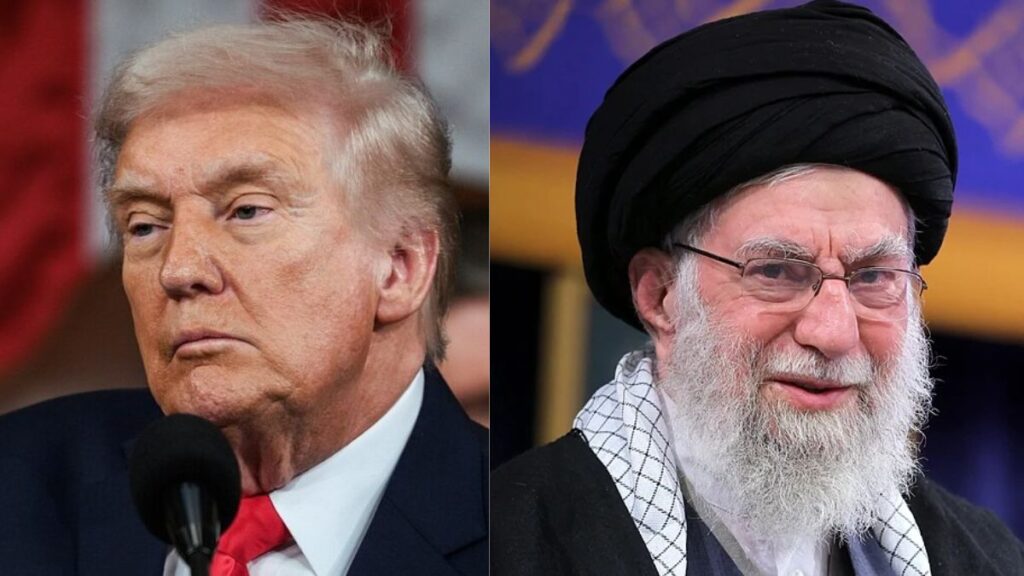 Large-scale Iran strikes raise global alert as Donald Trump hints at regime change in his speech. (left- Wikimedia Commons) and (right- by khamenei.ir- via Wikimedia Commons).