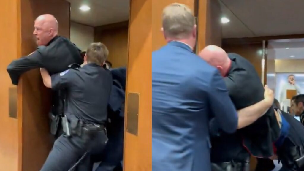 Marine protest war with Iran, stating Americans don't want to die for Israel.