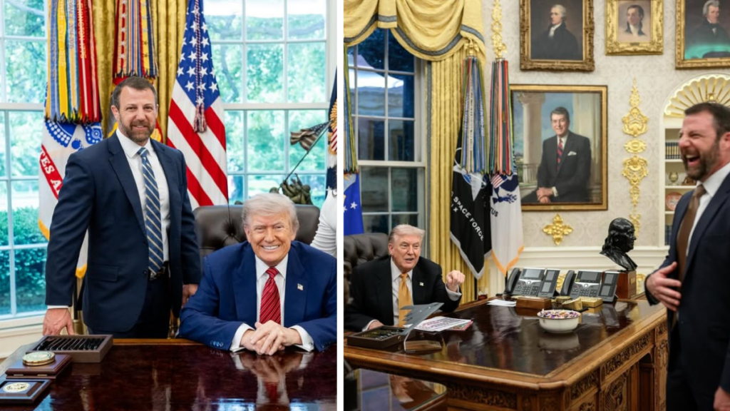 Markwayne Mullin pictured with Donald Trump.