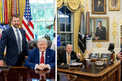 Markwayne Mullin pictured with Donald Trump.