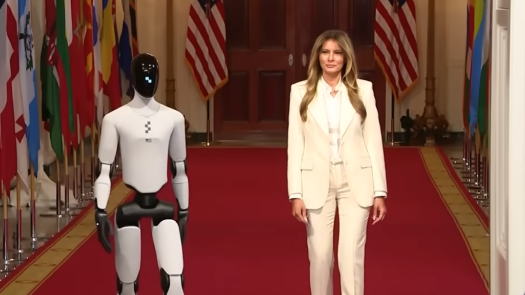 Melani Trump walked with a humanoid robot, ‘Figure 3.'
