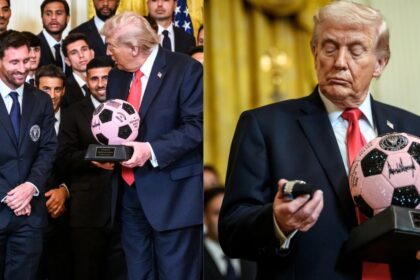 Lionel Messi gives Donald Trump pink watch