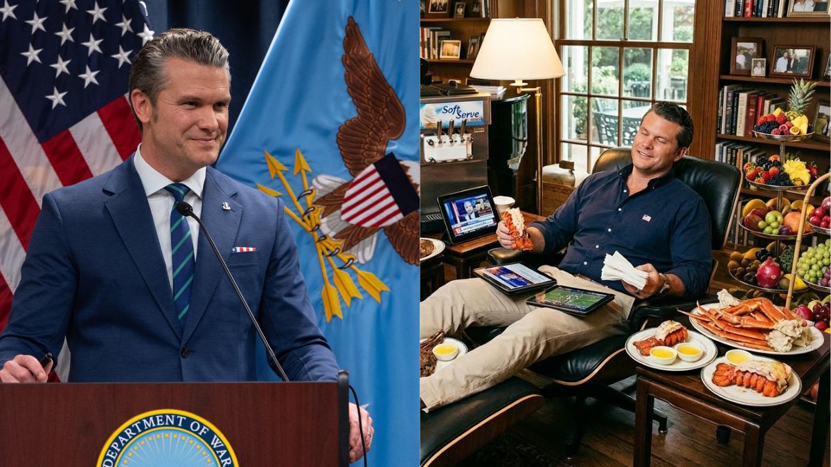 Newsom mocking Pete Hegseth with meme