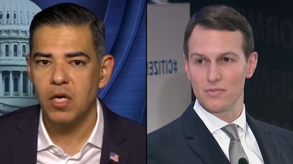 Robert Garcia highlights Jared Kushner's enrichment after corruption investigations begin.