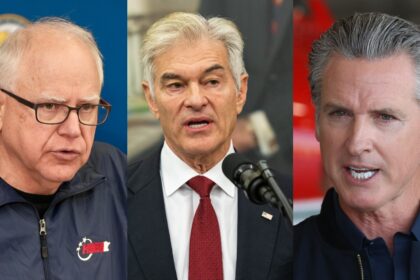 Minnesota Gov. Tim Walz, Administrator of the Centers for Medicare and Medicaid Services Dr. Oz, and California Gov. Gavin Newsom