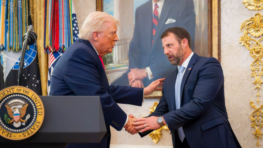 Markwayne Mullin photographed with Donald Trump
