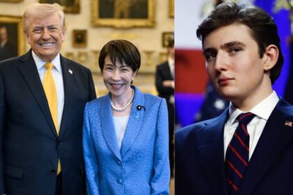 Donald Trump-Barron Trump-Japanese PM Sanae Takaichi