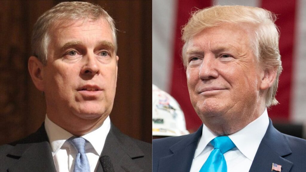 Parody account shows Donald Trump’s support for Prince Andrew (image source: Wikimedia Commons/Titanic Belfast/The White House)