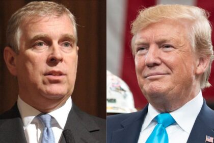 Parody account shows Donald Trump’s support for Prince Andrew (image source: Wikimedia Commons/Titanic Belfast/The White House)