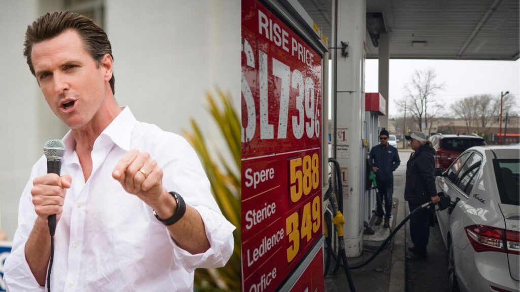 Critics slam Gavin Newsom for blaming Trump over the rise in gas prices (image source: Wikimedia Commons/Charlie Nguyen/Canva library)