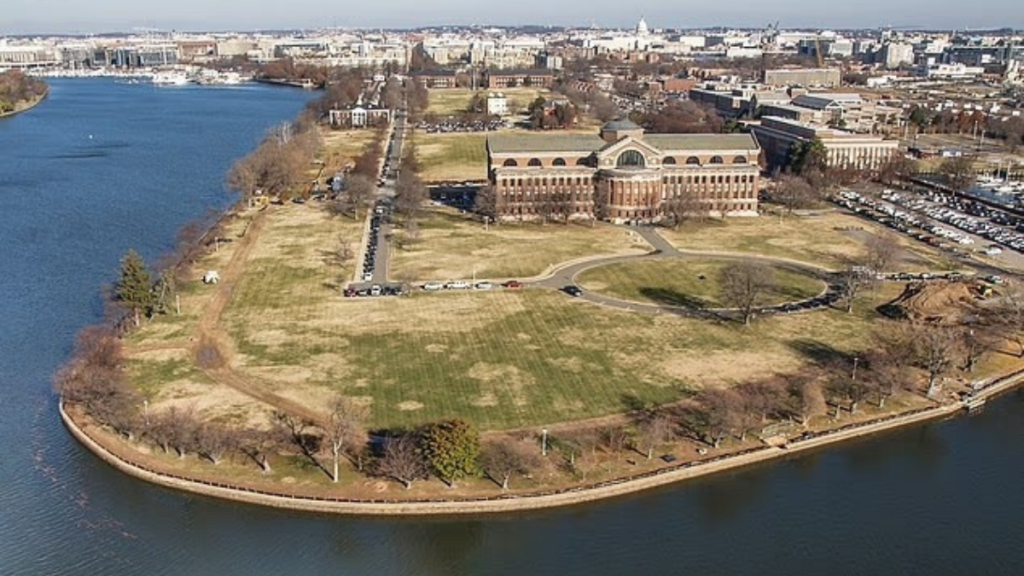 Drones hover over Fort Nair near Washington DC.