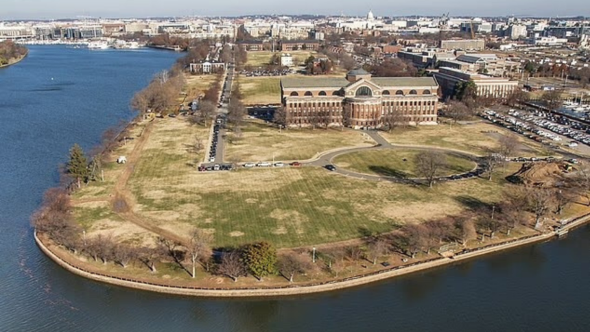 Drones hover over Fort Nair near Washington DC.