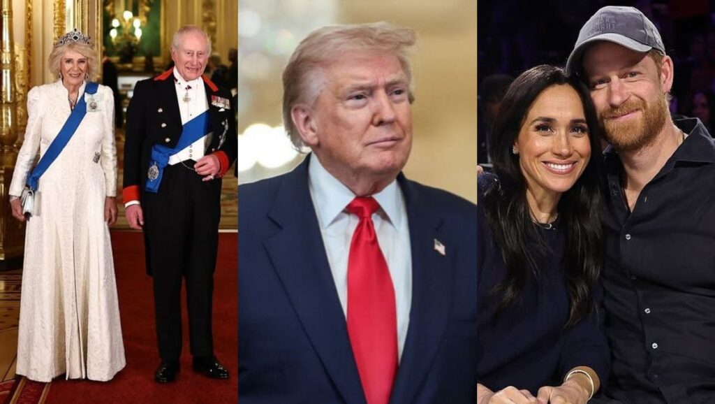 King Charles, Queen Camilla, Donald Trump, Prince Harry and Meghan Markle