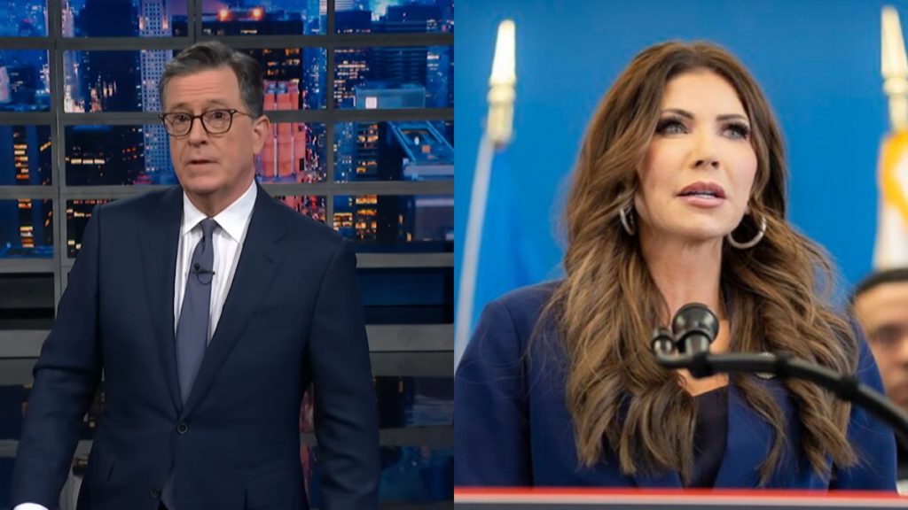 Stephen Colbert did not waste time celebrating Kristi Noem's termination
