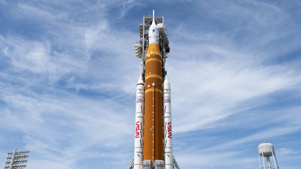 NASA’s Artemis II SLS (Space Launch System) rocket and Orion spacecraft