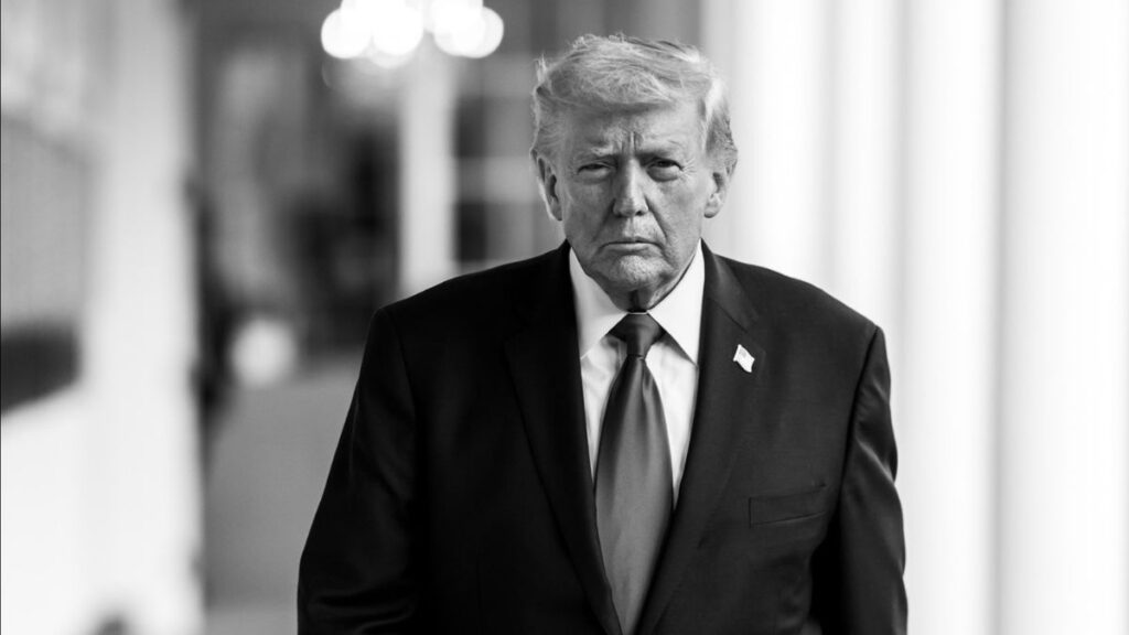 Donald Trump inside the white house before a press briefing