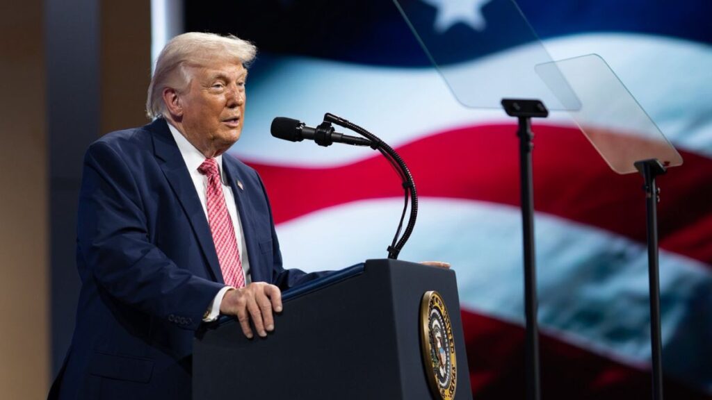 donald trump giving a speech at the white house