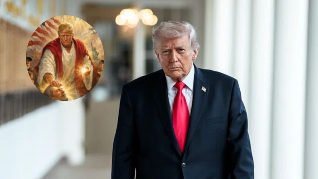 Donald Trump roasted after posting AI Jesus image, faces massive backlash. (Main Image - Rawpexel) and (Insert- Instagram/@brutamerica).