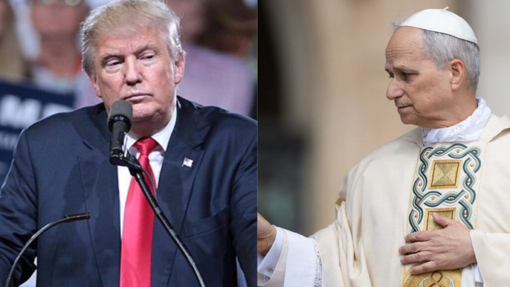 Donald Trump’s criticism of Pope Leo has sparked debate among political analysts over whether it could impact support among Catholic voters. (left- Flickr/Gage Skidmore) and ( right- Flickr/Catholic Church England and Wales).