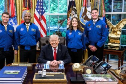 Donald Trump’s space talk draws mixed reactions online after meeting Artemis II crew.