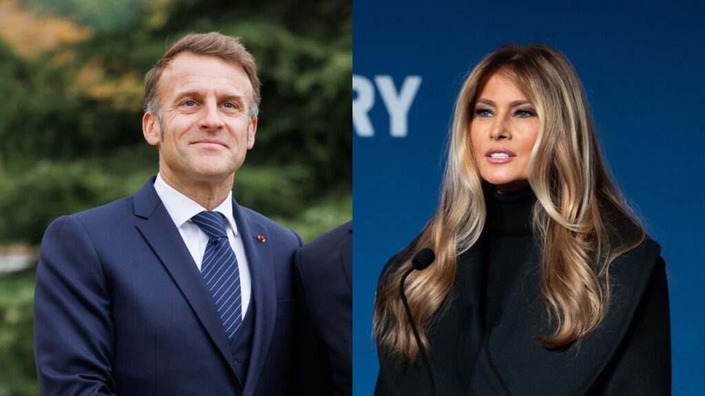 French President Emmanuel Macron Melania Trump