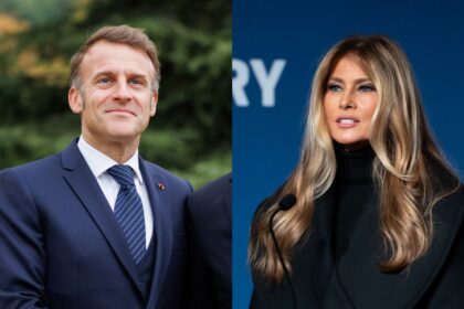 French President Emmanuel Macron Melania Trump