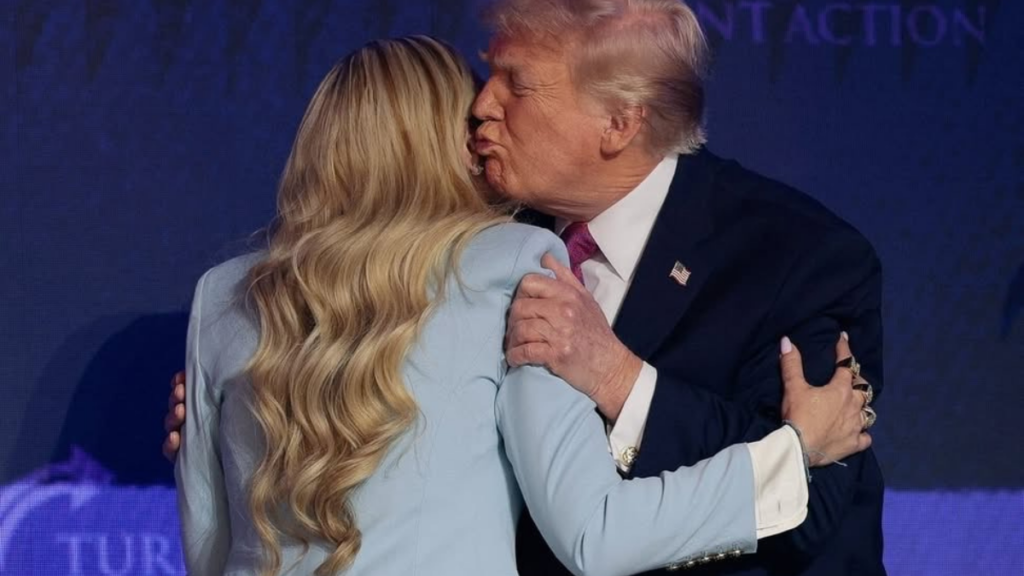 Erika Kirk and Trump kiss at Arizona TPUSA event goes viral