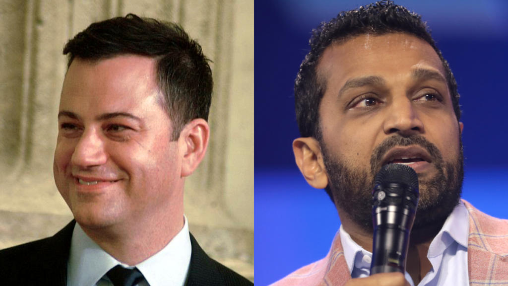Jimmy Kimmel mocks Kash Patel after reports allege excessive drinking and erratic behavior in his latest episode. (left- Wikimedia Commons/ Angela George) and (right- Flickr/Gage Skidmore).