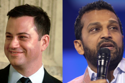 Jimmy Kimmel mocks Kash Patel after reports allege excessive drinking and erratic behavior in his latest episode. (left- Wikimedia Commons/ Angela George) and (right- Flickr/Gage Skidmore).