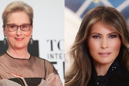 Meryl Streep revisited Melania Trump’s 2018 green jacket moment in a new interview with Vogue. (left- Wikimedia Commons/Dick Thomas Johnson) and (right- Wikimedia Commons/ Régine Mahaux).