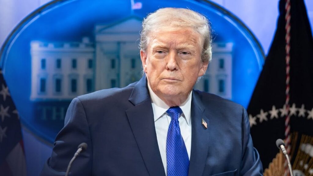 President Donald Trump shares footage of a murder and takes aim at Joe Biden over immigration