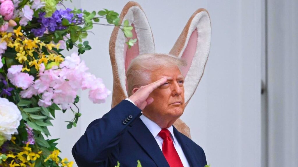 President Trump outside the White House during the annual Easter Egg Roll