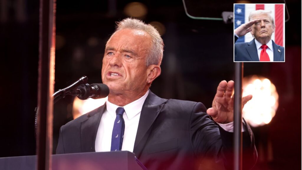 Robert F. Kennedy Jr. RFK Jr speaking inset Donald Trump