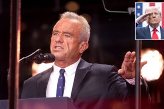Robert F. Kennedy Jr. RFK Jr speaking inset Donald Trump