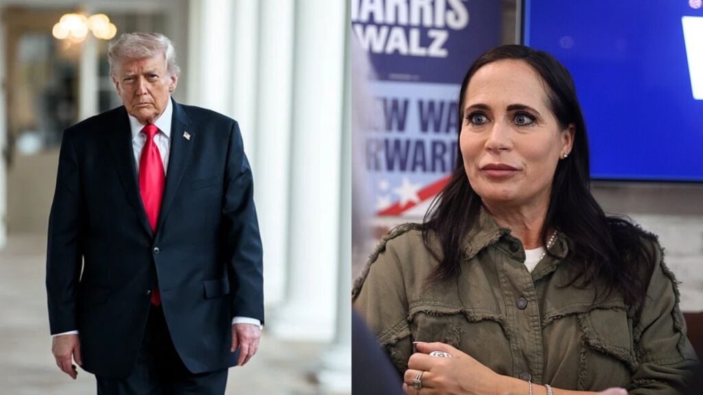 Stephanie Grisham raises concerns about Trump’s cognitive state amid alarming Iran threats. (Image Credits: Rawpixel and Wikimedia Commons).