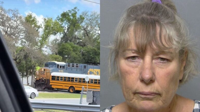 A Florida school bus driver was charged after driving into train tracks despite warning signalsA Florida school bus driver was charged after driving into train tracks despite warning signals