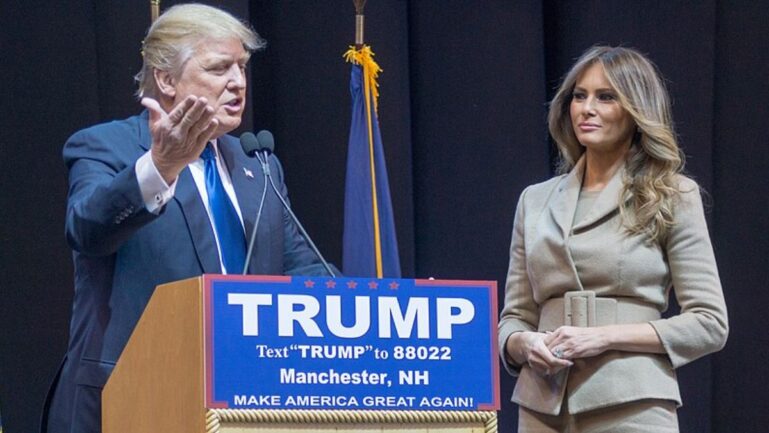 A brief off-camera exchange between Donald and Melania Trump is drawing attention online. (Flickr/ Marc Nozell).