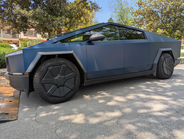 Defendant Violetta Mailyan's Tesla cybertruck seized by federal authorities. (Image Credit: Office of Public Affairs, Department of Justice)