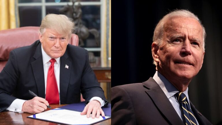 Donald Trump’s joke about looking slimmer during a press event sparked renewed debate over health concerns surrounding both him and Biden. (left- Flickr/ White House) and (right- Flickr/Gage Skidmore).