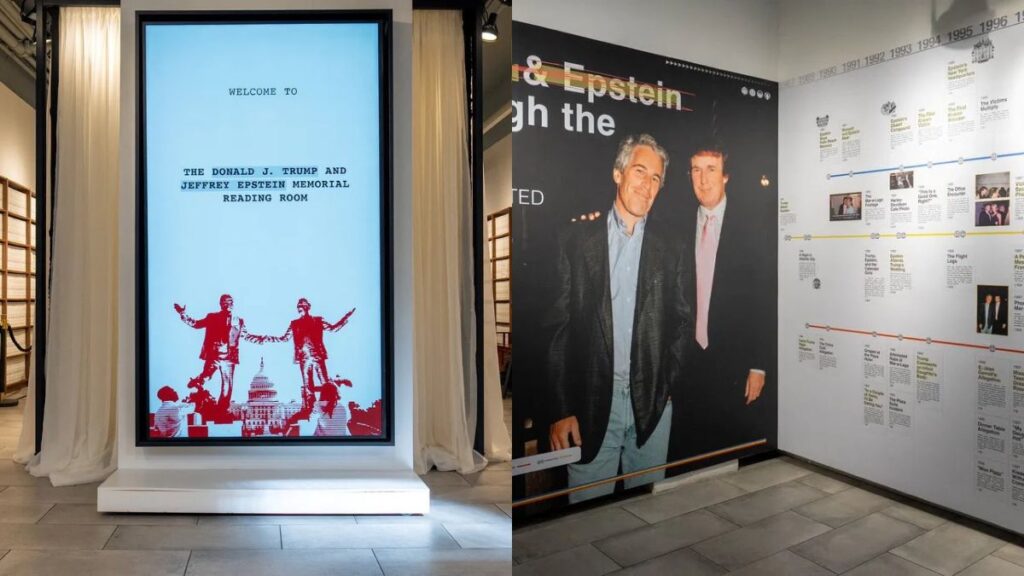 Donald Trump and Jeffrey Epstein's Memorial Reading Room in Downtown Manhattan.